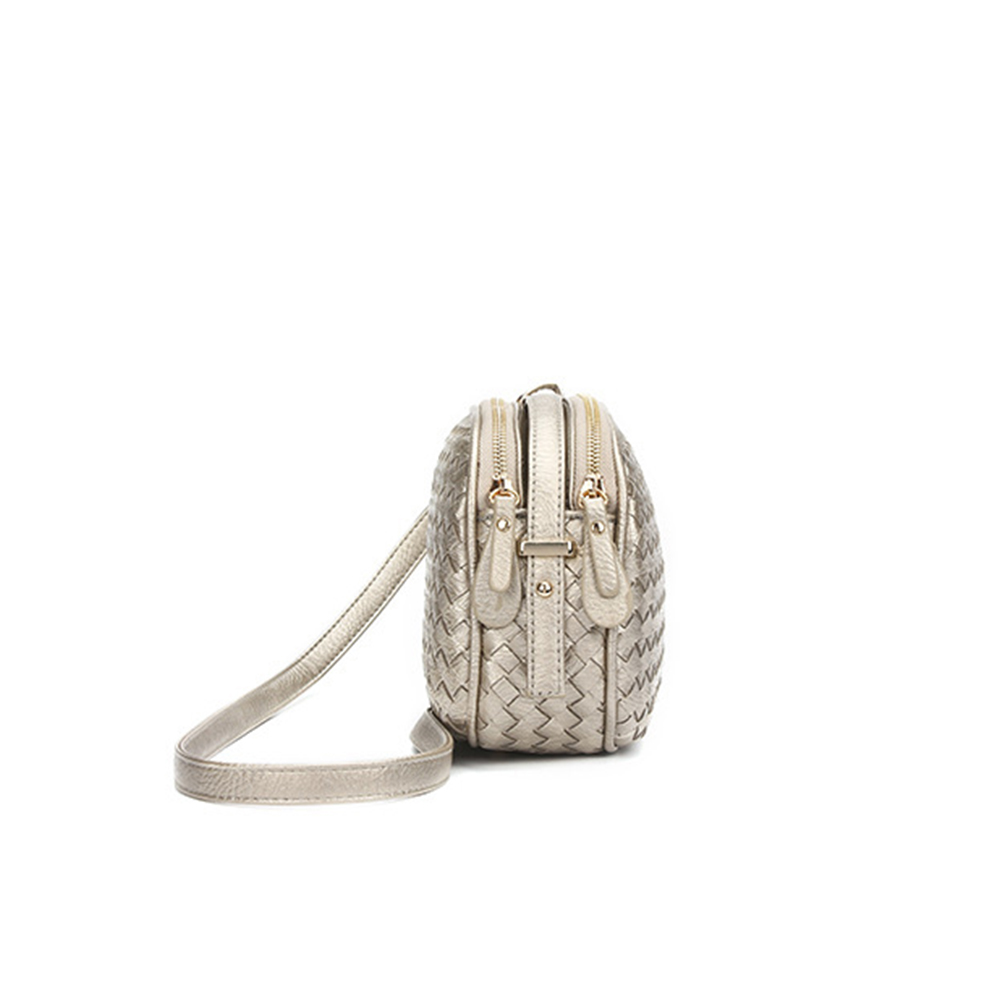 Tejido Sling Crossbody bolsos de mano para mujer bolso de hombro PU cuero Lindo estudiante damas bolsos