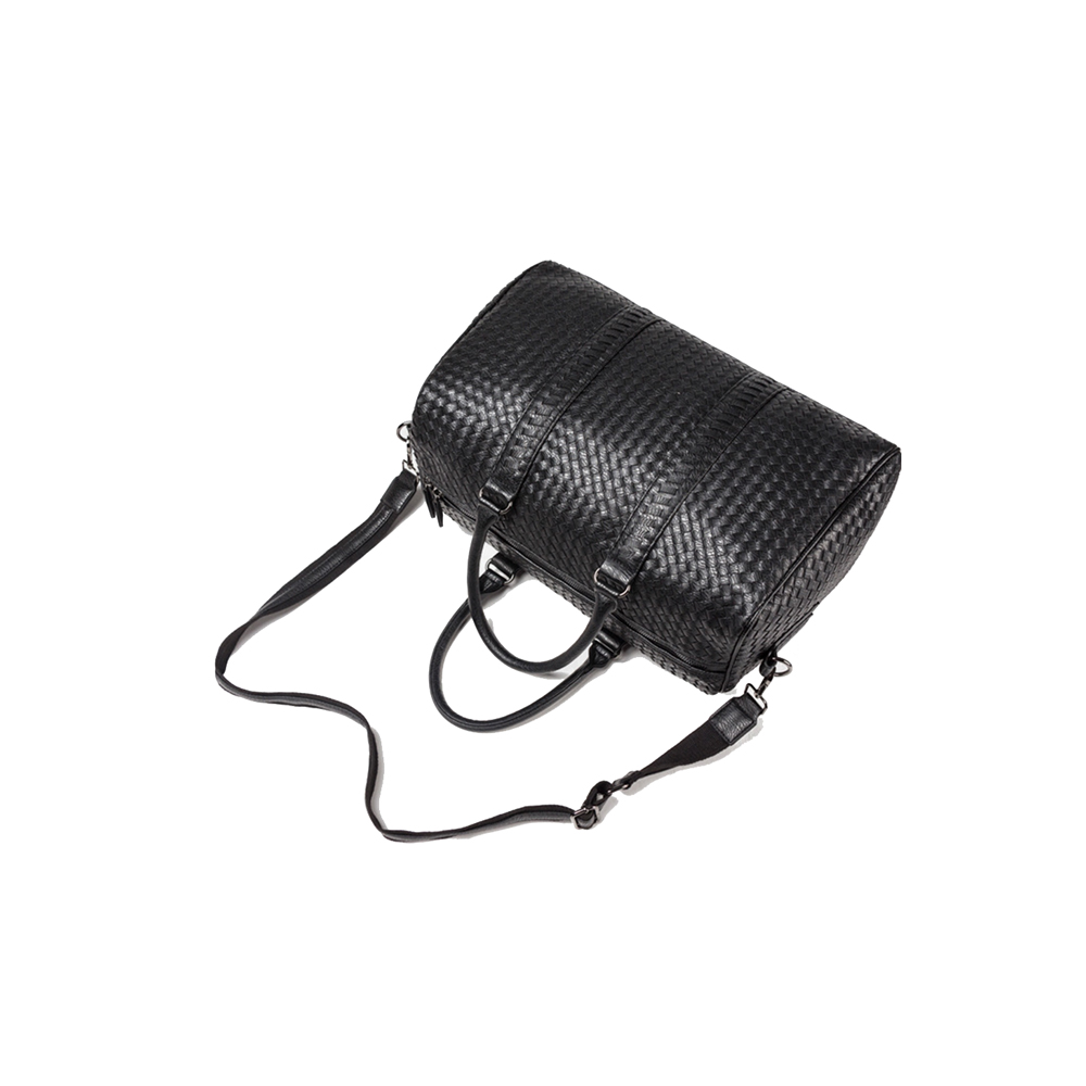 Moda de gran capacidad tejido negro weekender PU deporte gimnasio bandolera viaje con logotipo impreso personalizado