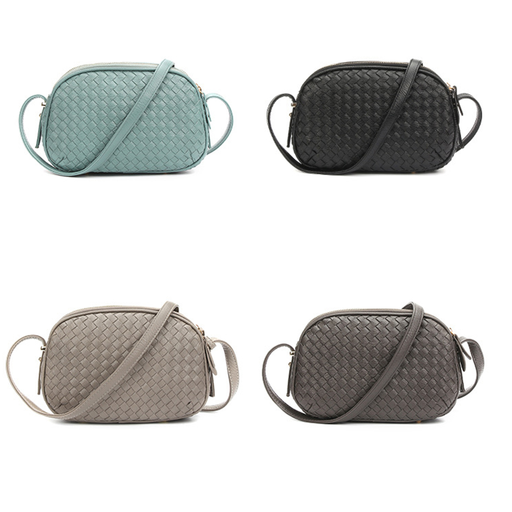 Tejido Sling Crossbody bolsos de mano para mujer bolso de hombro PU cuero Lindo estudiante damas bolsos