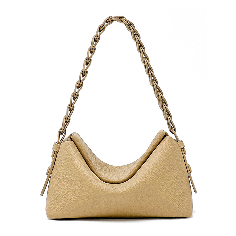 Bandolera de piel auténtica esponjosa para mujer, bolsa de trabajo de uso diario para mujeres jóvenes