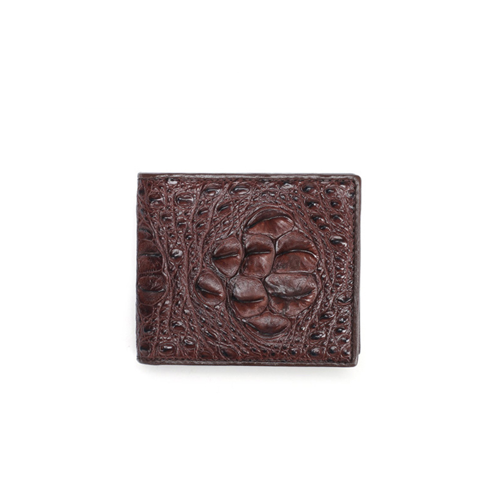 Cartera corta de cocodrilo real de moda de bajo MOQ, carteras unisex de lujo, cartera de cuero para hombre, monedero de cocodrilo a la moda