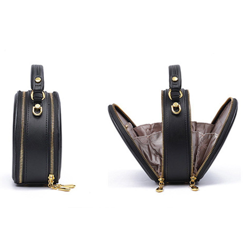 2022 mejor gran oferta, nuevo diseño, venta al por mayor, bolso circular de cuero de diseñador personalizado para mujer, monedero circular cruzado redondo