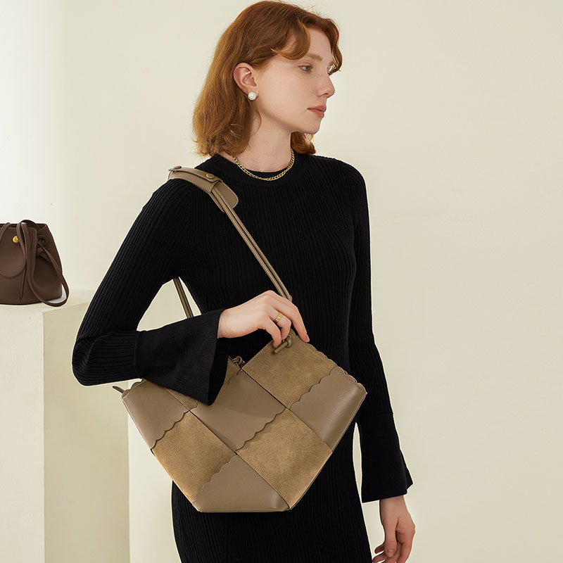 Bolso tote de piel de ante para mujer, bolso de uso diario para el trabajo