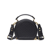 2022 mejor gran oferta, nuevo diseño, venta al por mayor, bolso circular de cuero de diseñador personalizado para mujer, monedero circular cruzado redondo