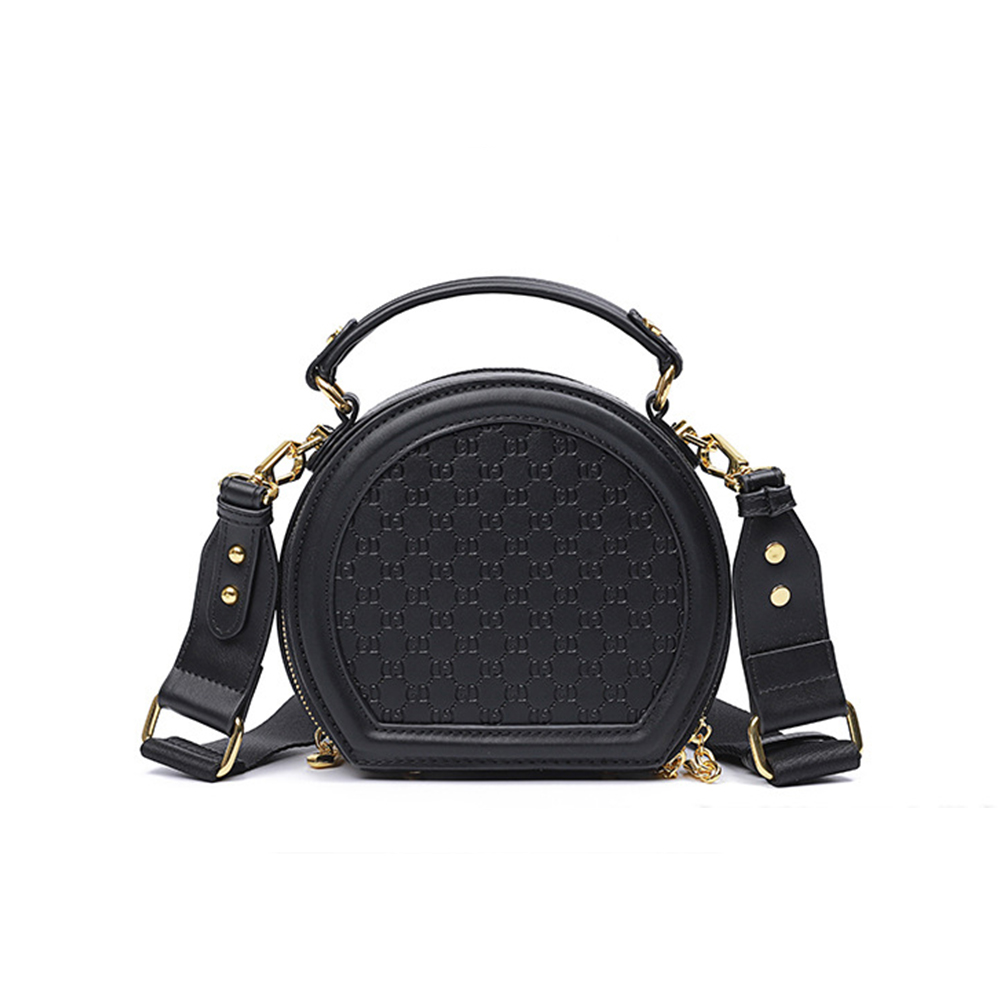 2022 mejor gran oferta, nuevo diseño, venta al por mayor, bolso circular de cuero de diseñador personalizado para mujer, monedero circular cruzado redondo