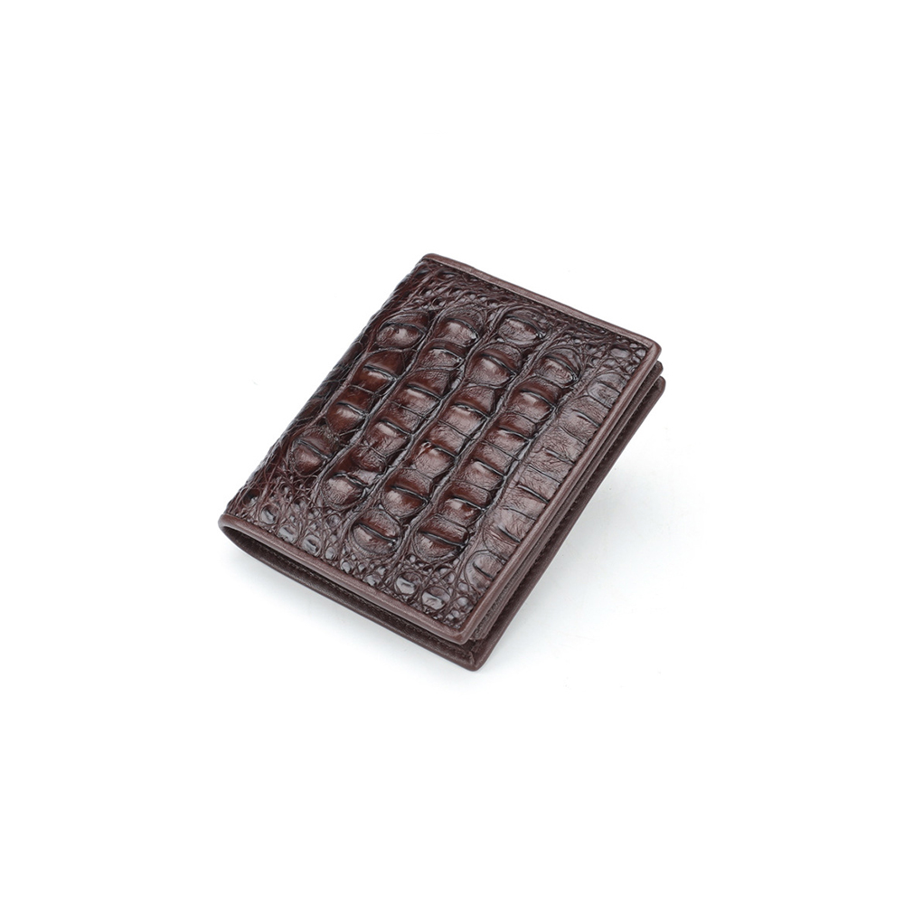 Cartera corta de cocodrilo real de moda de bajo MOQ, carteras unisex de lujo, cartera de cuero para hombre, monedero de cocodrilo a la moda