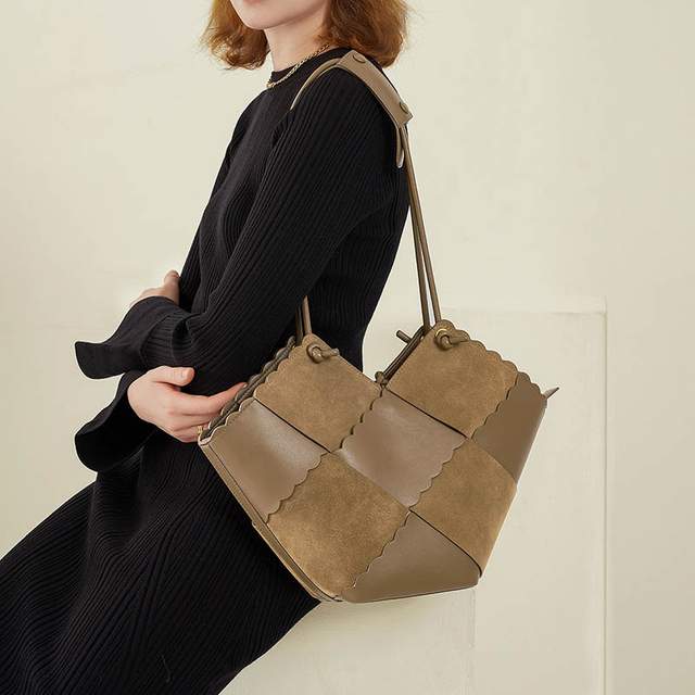 Bolso tote de piel de ante para mujer, bolso de uso diario para el trabajo