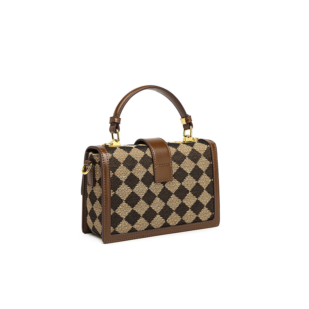 Bolso de mano de cuero de moda personalizado de fabricante elegante 2022, bolso de hombro tipo bandolera a cuadros