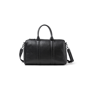 Moda de gran capacidad tejido negro weekender PU deporte gimnasio bandolera viaje con logotipo impreso personalizado