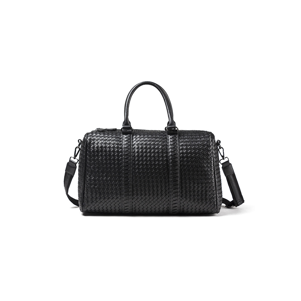 Moda de gran capacidad tejido negro weekender PU deporte gimnasio bandolera viaje con logotipo impreso personalizado