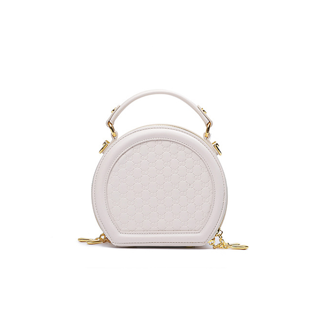 2022 mejor gran oferta, nuevo diseño, venta al por mayor, bolso circular de cuero de diseñador personalizado para mujer, monedero circular cruzado redondo