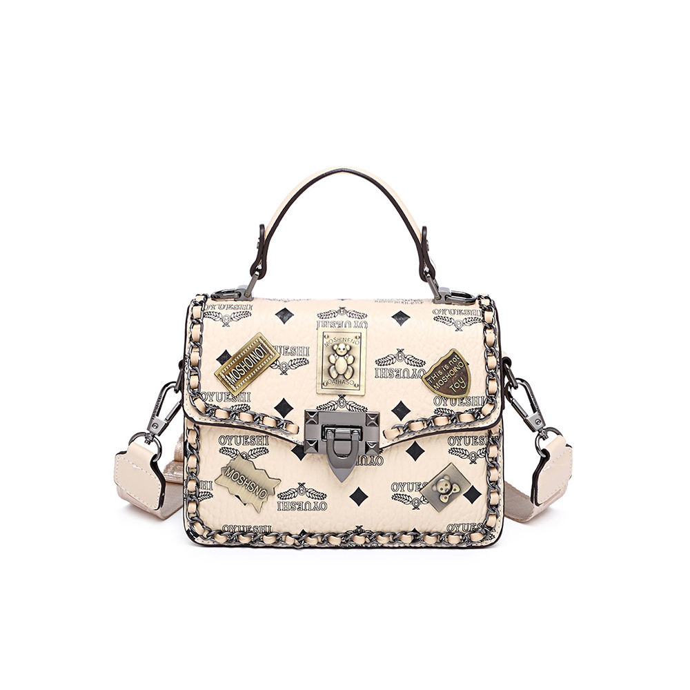 2022 nuevo bolso con insignia de moda tendencia versátil un hombro mensajero pequeño bolso cuadrado bolso de cuero de alta calidad para mujer