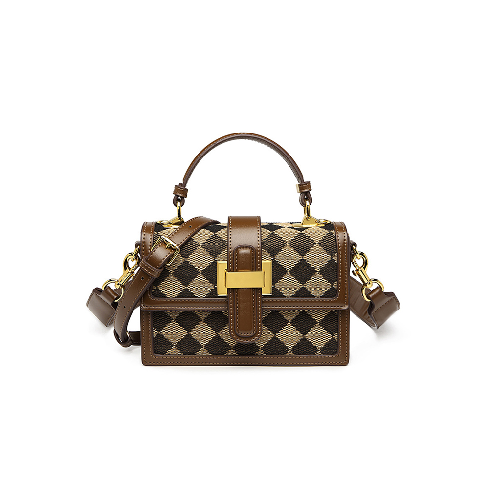 Bolso de mano de cuero de moda personalizado de fabricante elegante 2022, bolso de hombro tipo bandolera a cuadros