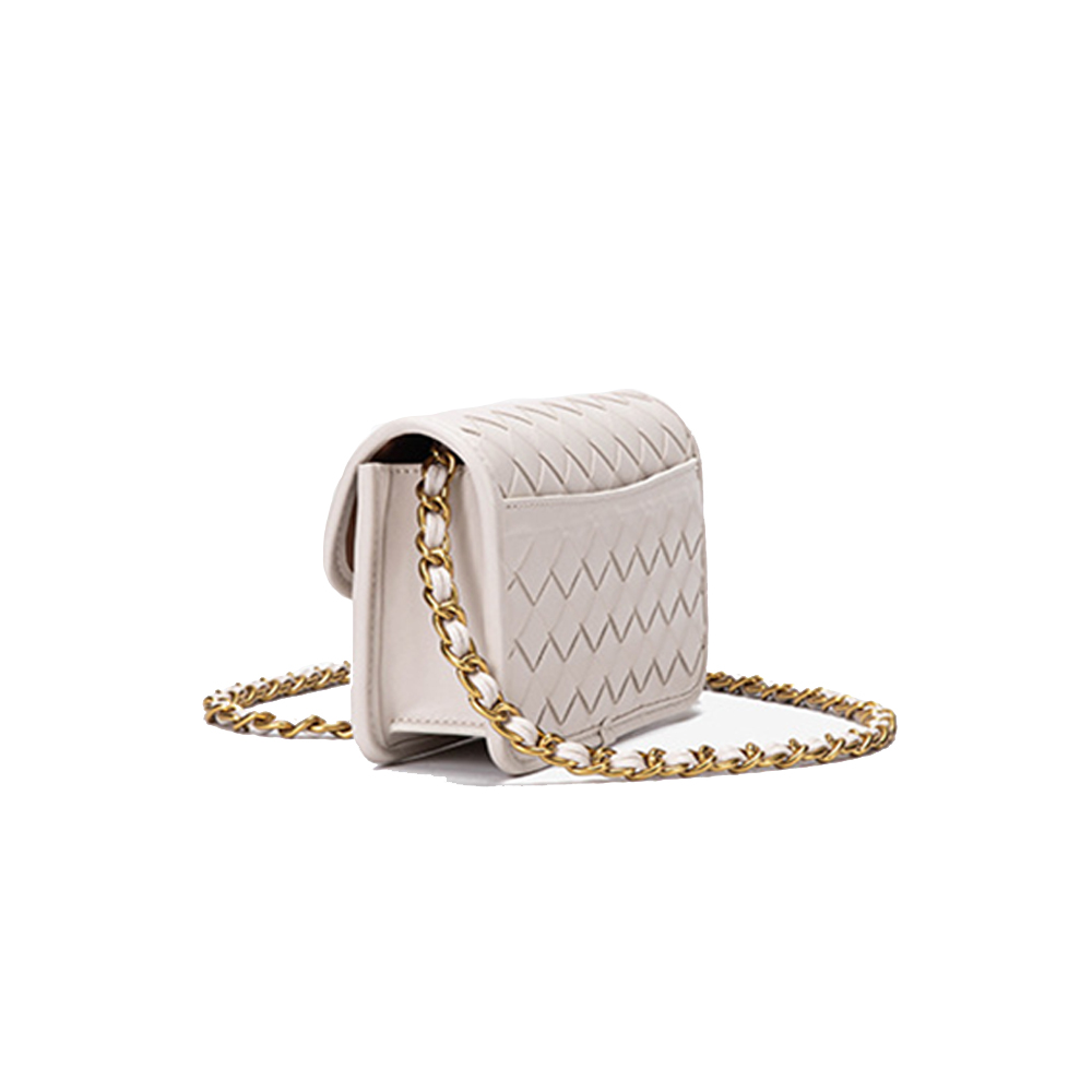 Elegante bolso de noche tejido de cuero vegano ecológico con logotipo de candado de flores personalizado