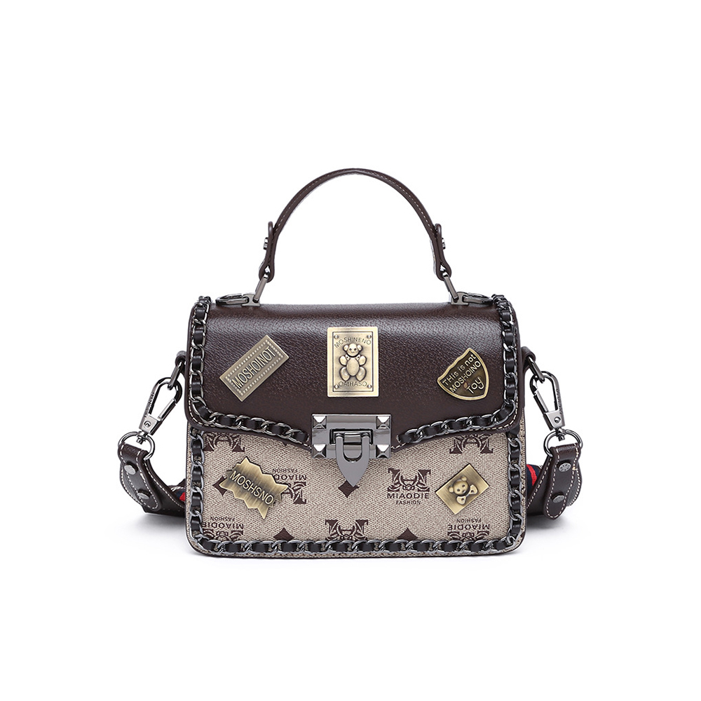 2022 nuevo bolso con insignia de moda tendencia versátil un hombro mensajero pequeño bolso cuadrado bolso de cuero de alta calidad para mujer