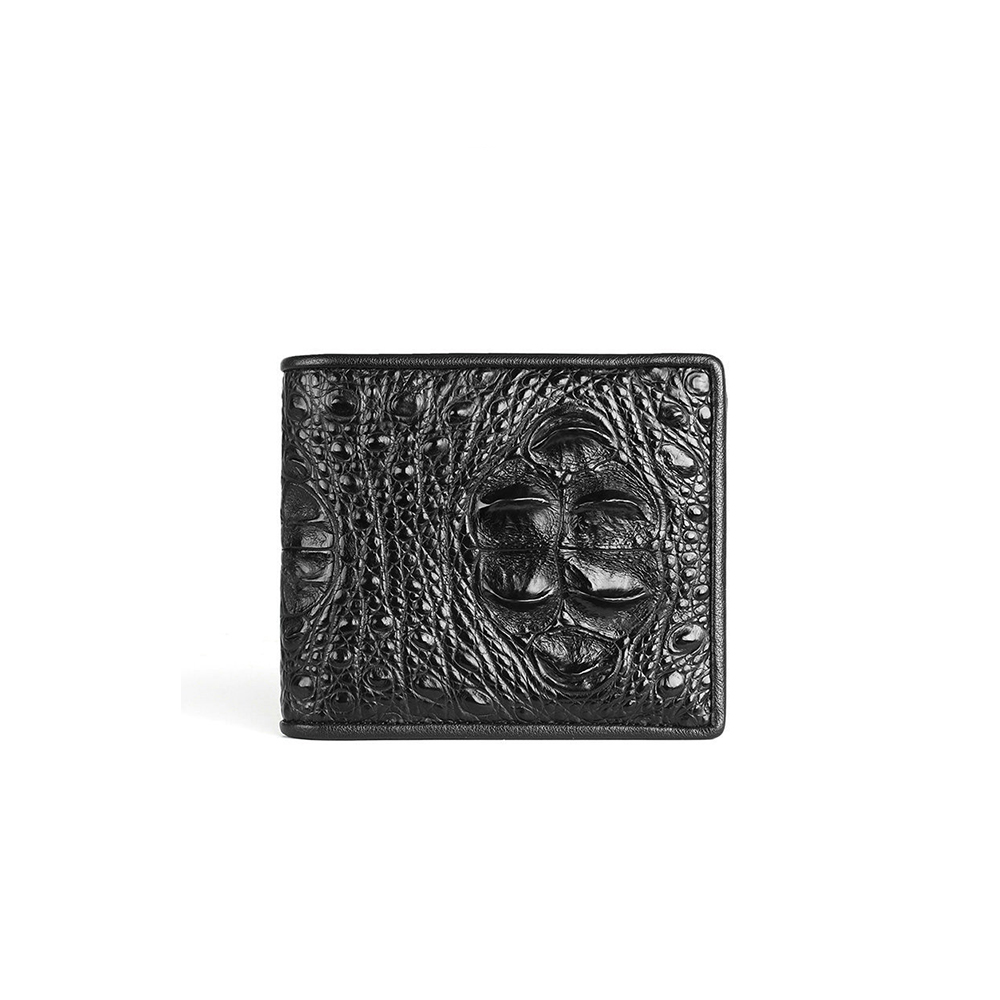 Cartera corta de cocodrilo real de moda de bajo MOQ, carteras unisex de lujo, cartera de cuero para hombre, monedero de cocodrilo a la moda